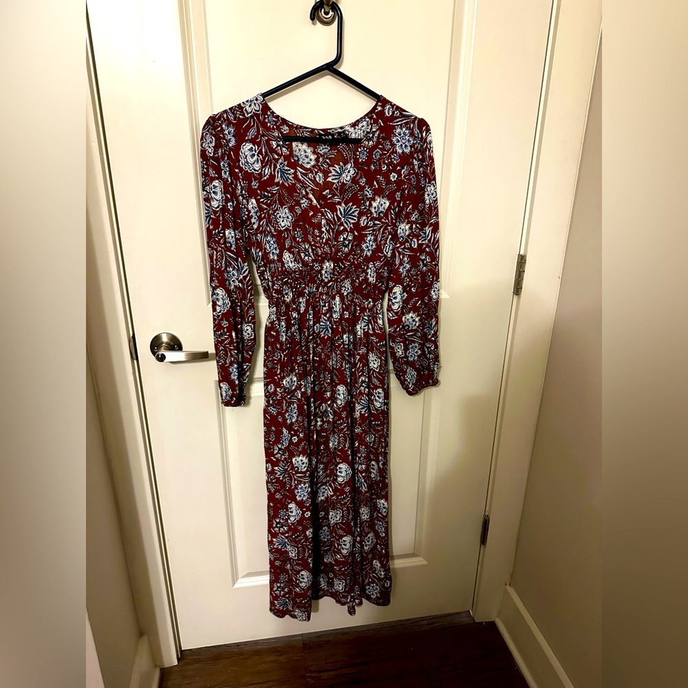 Long sleeve lightweight floral spring dress